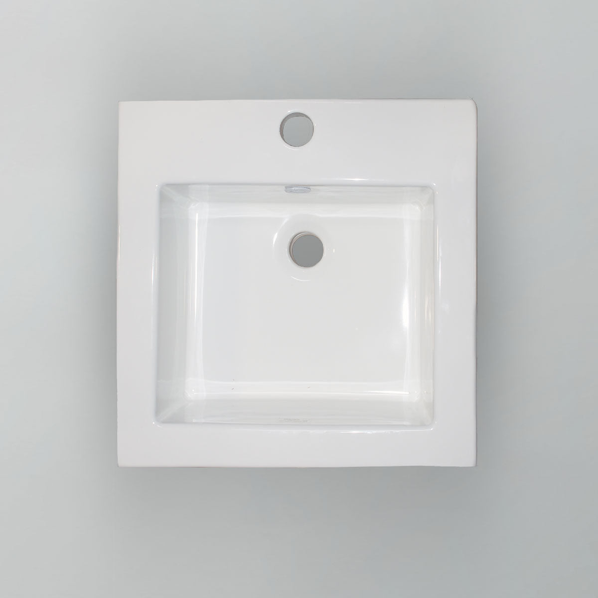 Acritec 36811 Square Drop-In Ceramic Basin, White