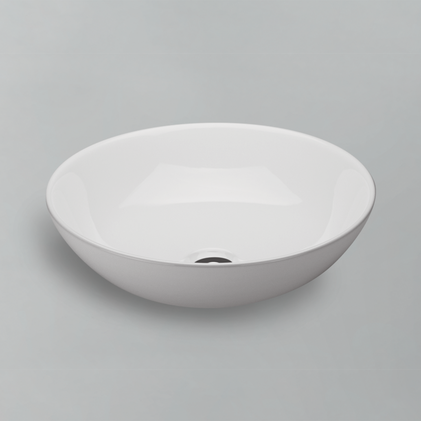 Acritec 36402 Ceramic Round Counter-Top Basin, 16” × 16” × 5” Ultra-Thin, White