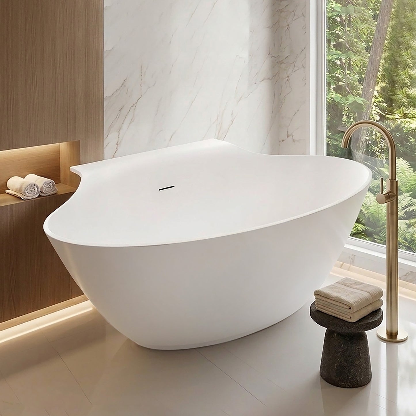 Acritec Gauguin 46512 Freestanding Cast Composite Bathtub Detail Matte White