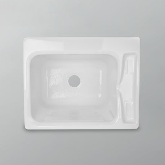 Acritec 11021 Deluxe Laundry Sink with Cast Washboard, 27 x 22 x 14.25 in, White Cast Acrylic Drop-In