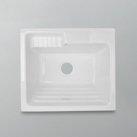 Acritec 11031 Europa Laundry Sink, 23.75 x 20.875 x 12 in, High-Gloss White Cast Acrylic Drop-In