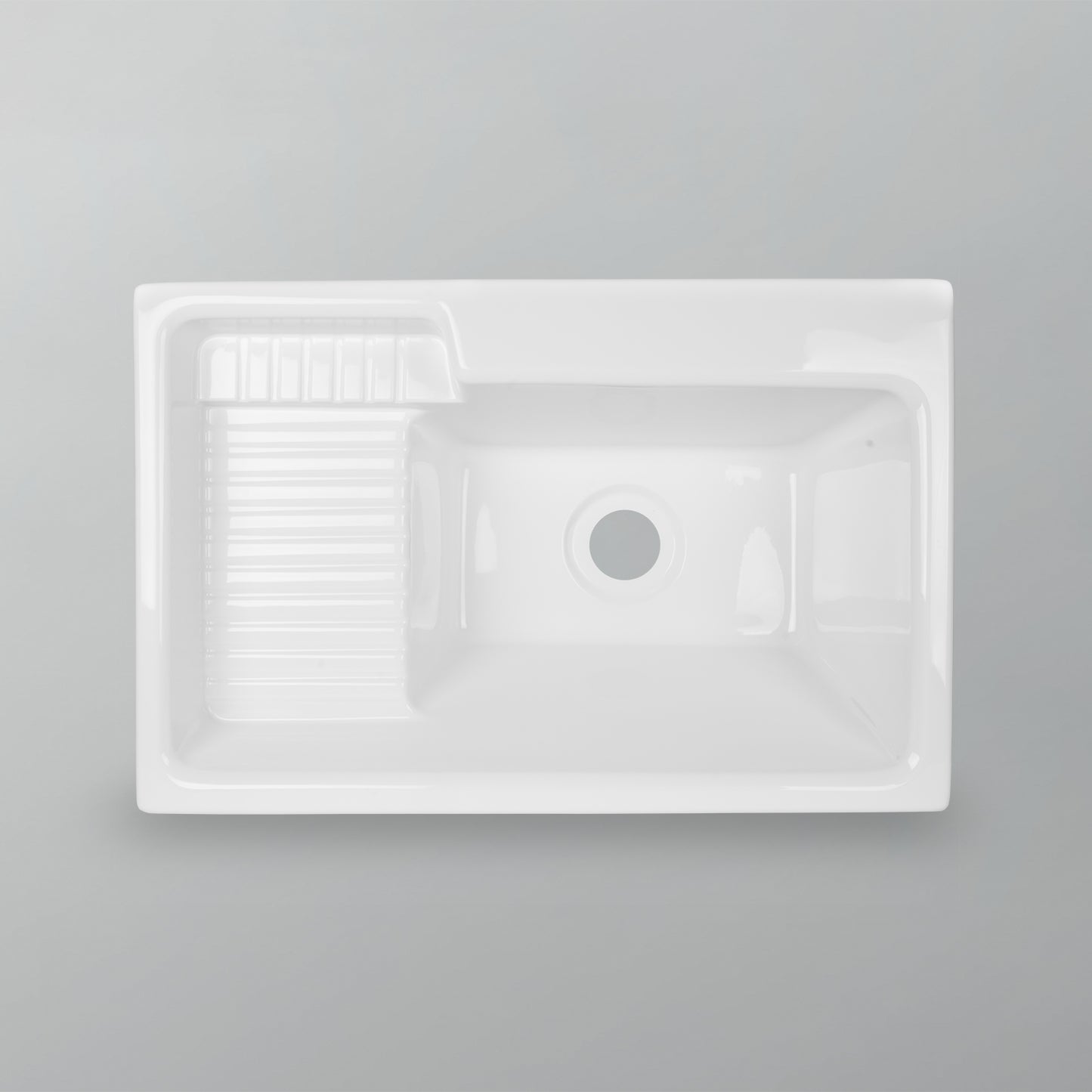 Acritec 11041 Europa Deluxe Laundry Sink with Left Washboard, 32 x 21 x 11.75 in, White Cast Acrylic Drop-In