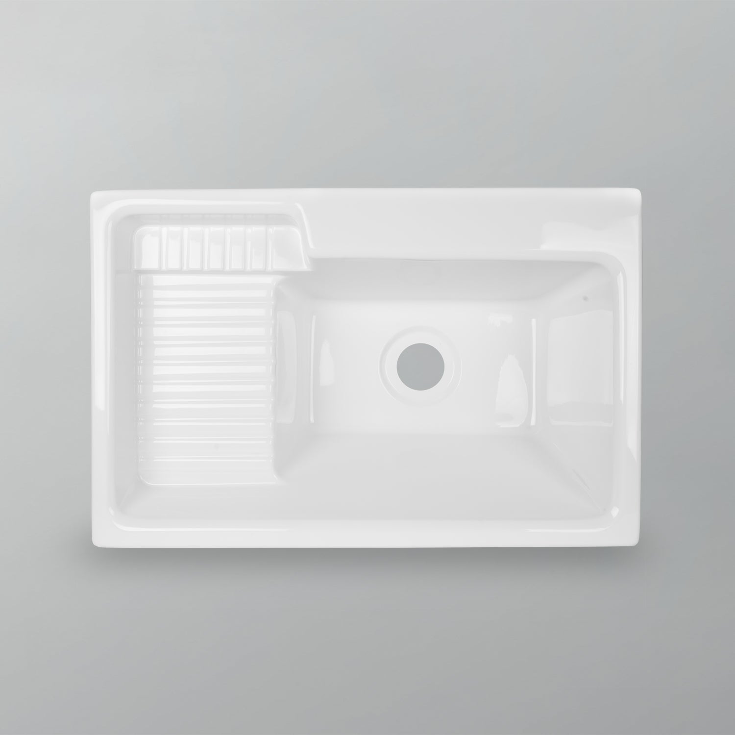 Acritec 11041 Europa Deluxe Laundry Sink with Left Washboard, 32 x 21 x 11.75 in, White Cast Acrylic Drop-In