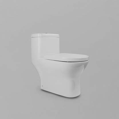 Acritec 31120 One-Piece Concealed-Trap Elongated Toilet Side View White