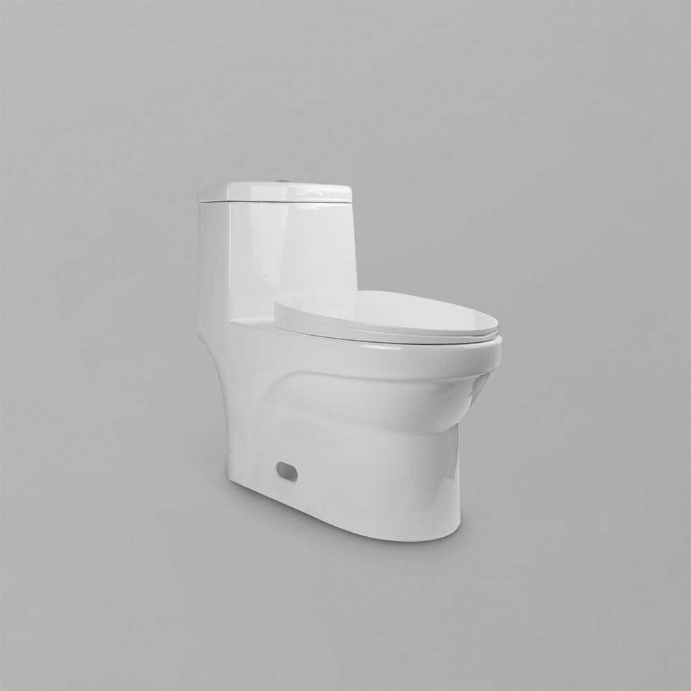 Acritec 31205 One-Piece Concealed-Trap Elongated Toilet Side View White