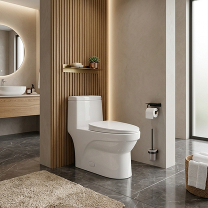 Acritec 31205 One-Piece Concealed-Trap Elongated Toilet 28" x 15 1/8" x 27 3/4" White