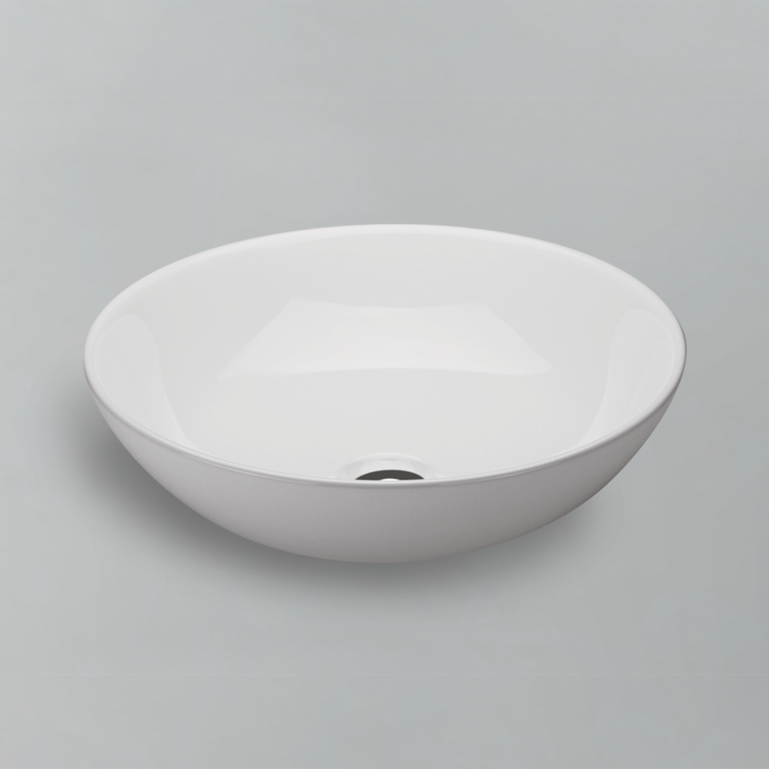 Acritec 36402 Ceramic Round Counter-Top Basin, 16” × 16” × 5” Ultra-Thin, White