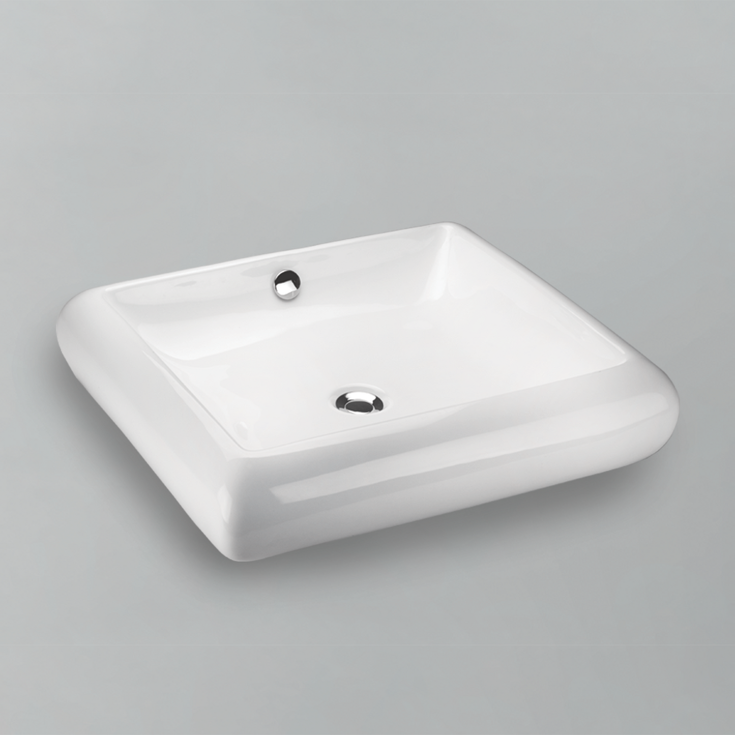 Acritec 36405 Ceramic Rectangular Counter-Top Basin, 22” × 19¾” × 5¼”, White