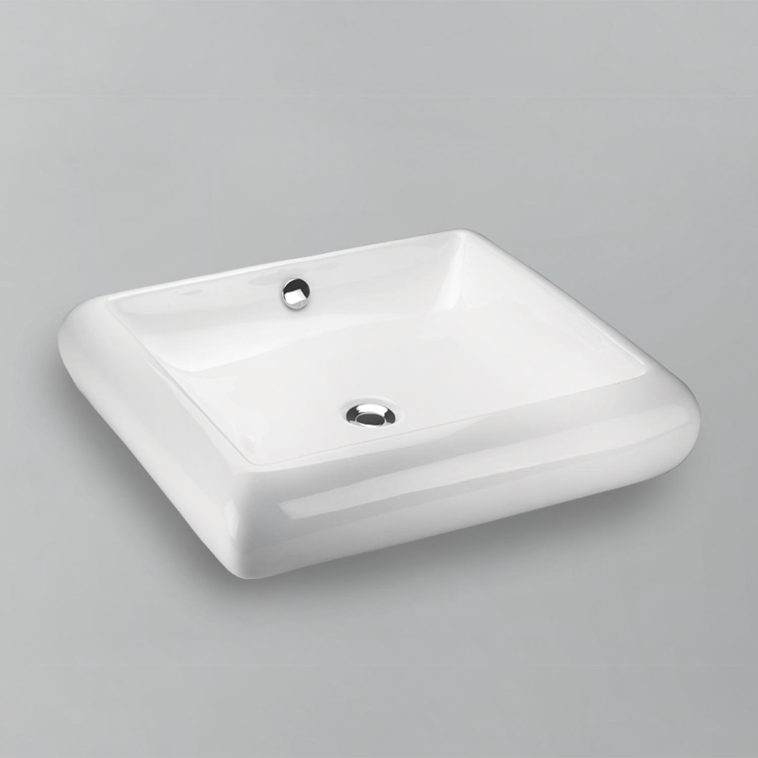 Acritec 36405 Ceramic Rectangular Counter-Top Basin, 22” × 19¾” × 5¼”, White