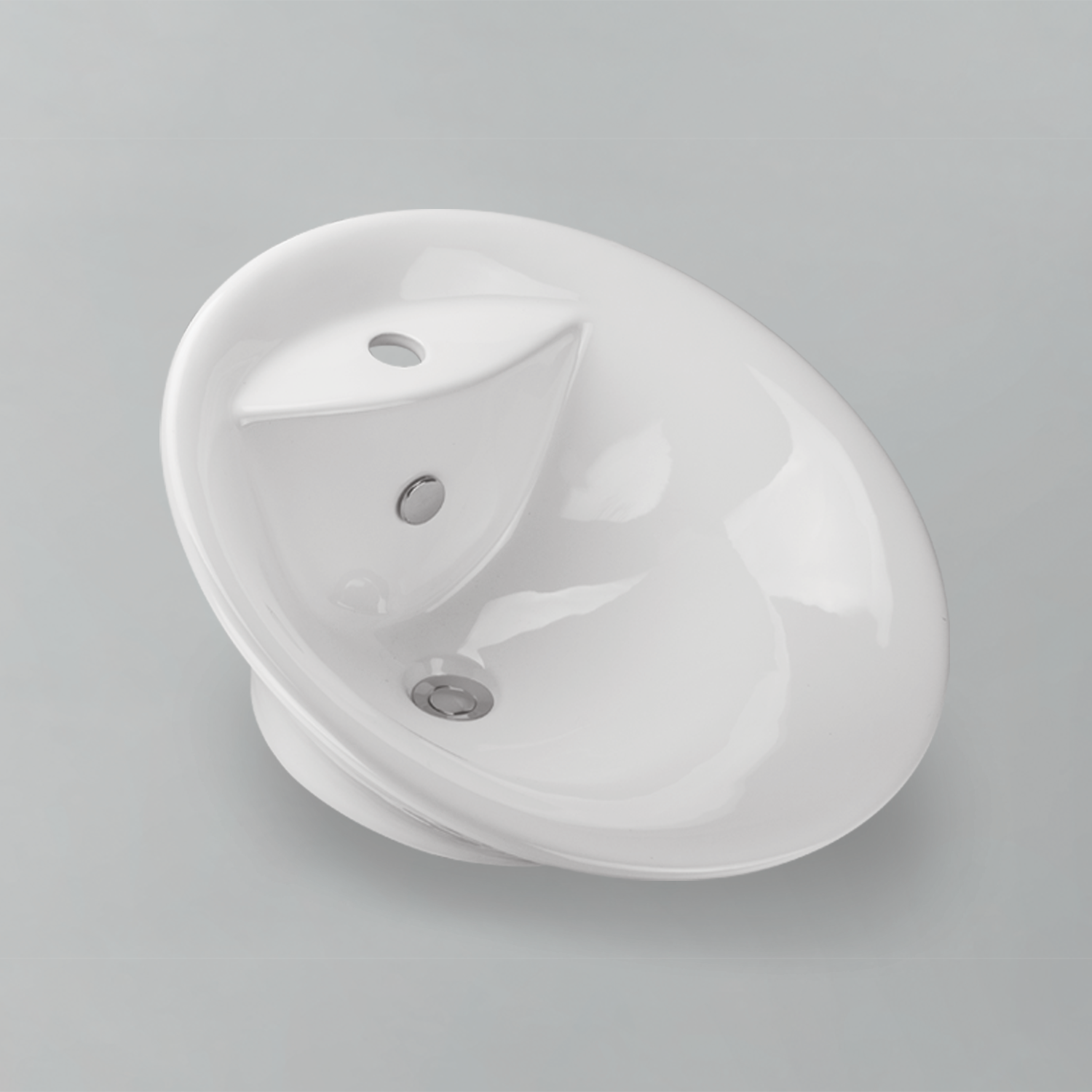 Acritec 36406 Ceramic Round Counter-Top Basin, 20¼” × 20¼” × 10¼”, Single-Hole, White