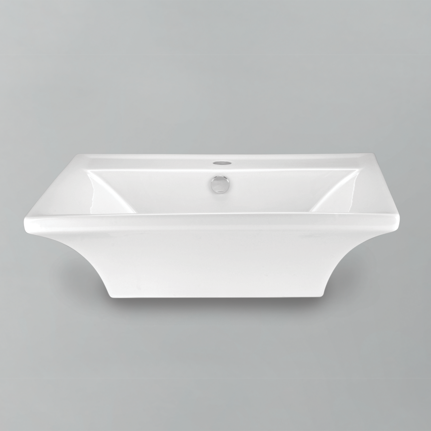 Acritec 36412 Ceramic Rectangular Counter-Top Basin, 23½” × 19” × 7¾”, Single-Hole, White