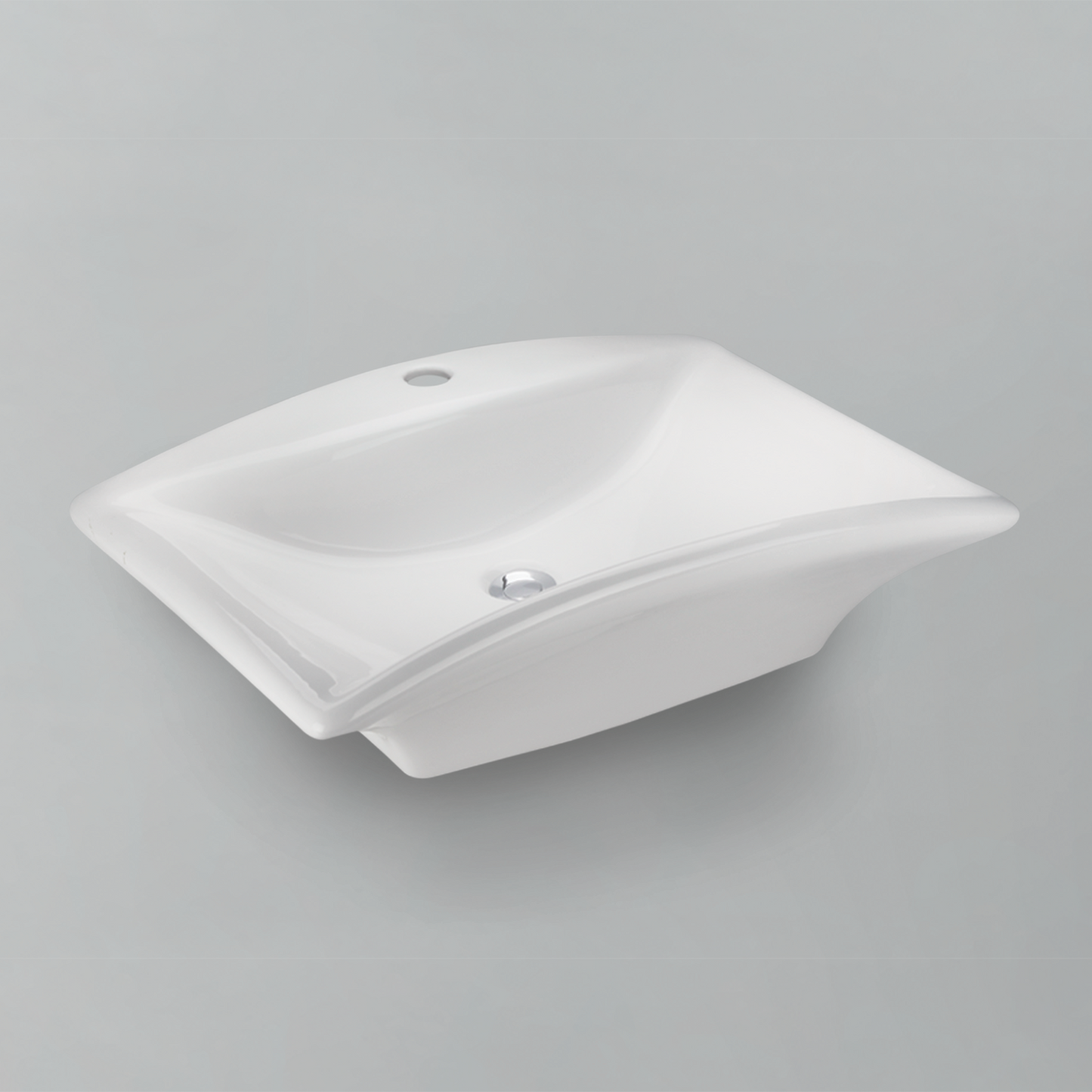 Acritec 36416 Ceramic Rectangular Counter-Top Basin, 24½” × 18” × 7½”, Single-Hole, White