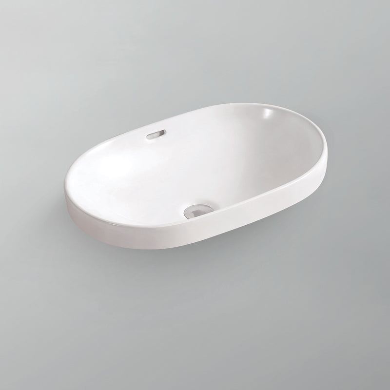 Acritec 36417L Ceramic Oval Semi-Recessed Counter-Top Basin, 23⅞” × 15¾”, White