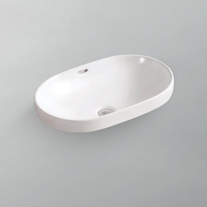 Acritec 36417L Ceramic Oval Semi-Recessed Counter-Top Basin, 23⅞” × 15¾”, White