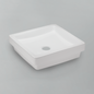 Acritec 36420 Ceramic Square Semi-Recessed Counter-Top Basin, 15¾” × 15¾” × 4½”, White