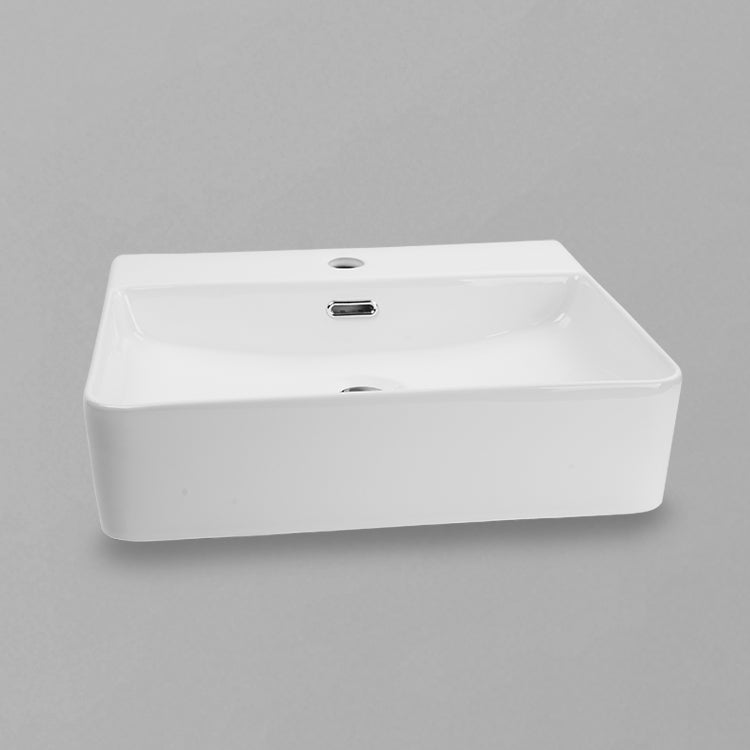 Acritec 36423 Ceramic Counter-Top Basin, Single-Hole Vessel Sink, White