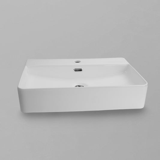 Acritec 36424 Ceramic Rectangular Ultra-Thin Counter-Top Basin, 23½” × 17” × 5”, White