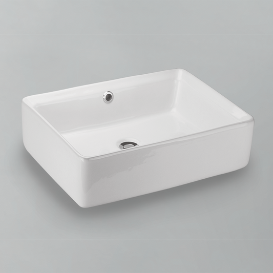 Acritec 36447 Ceramic Rectangular Counter-Top Basin, White