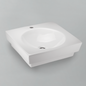 Acritec 36461 Ceramic Square Semi-Recessed Counter-Top Basin, Single-Hole, White