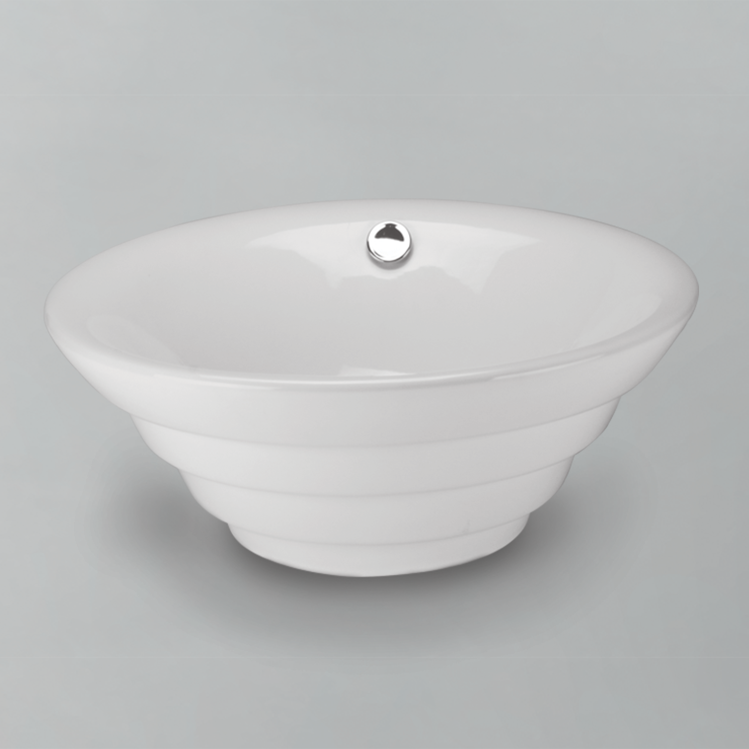 Acritec 36490 Ceramic Round Counter-Top Basin, 19” × 19” × 7½”, White