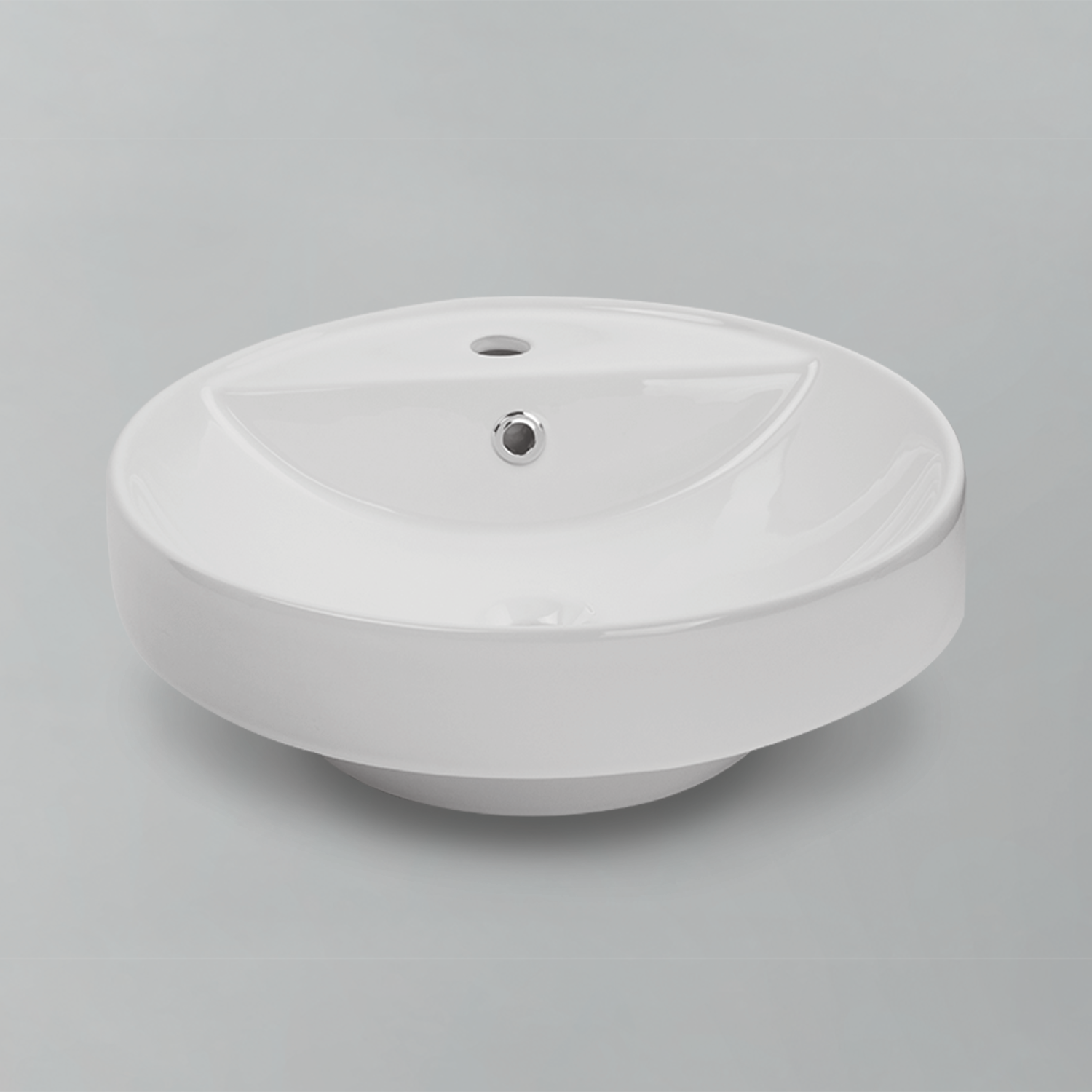 Acritec 36552 Ceramic Round Counter-Top Basin, Single-Hole, White