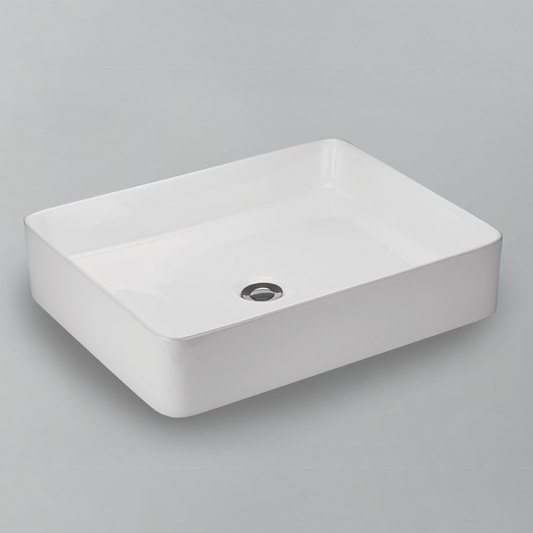 Acritec 36646 Ceramic Rectangular Counter-Top Basin, White