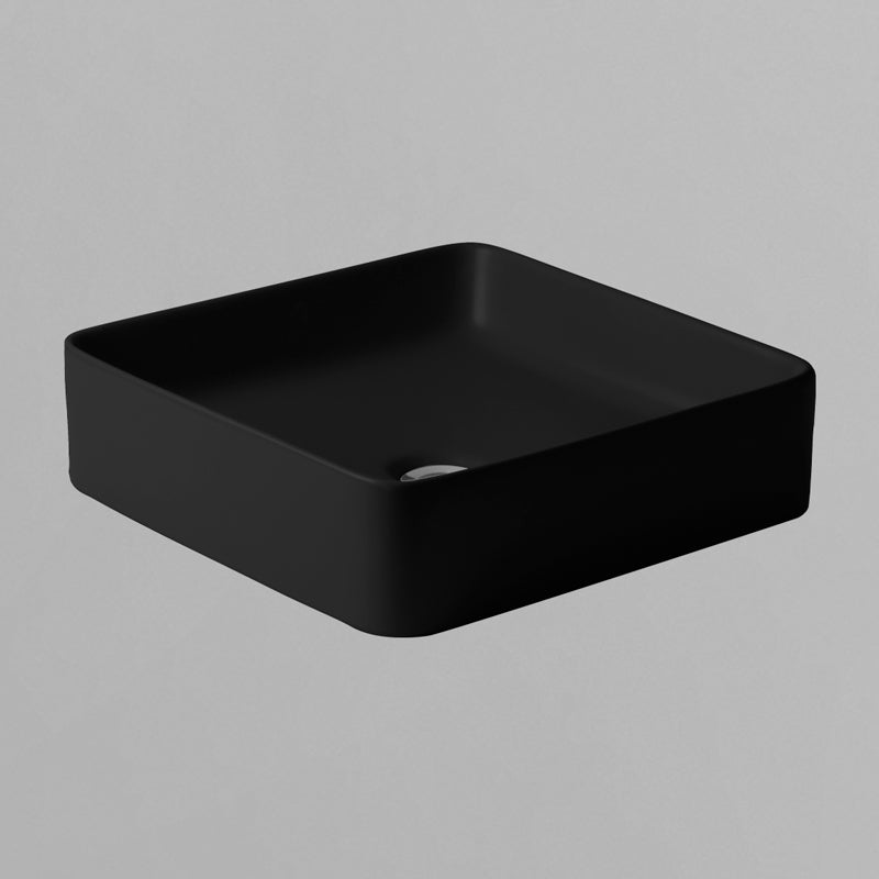 Acritec 36647 Series Ceramic Square Counter-Top Basin, 14¼”, Gloss Black