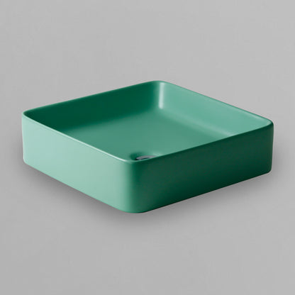 Acritec 36647 Series Ceramic Square Counter-Top Basin, 14¼”, Green