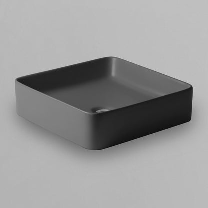 Acritec 36647 Series Ceramic Square Counter-Top Basin, 14¼”, Grey