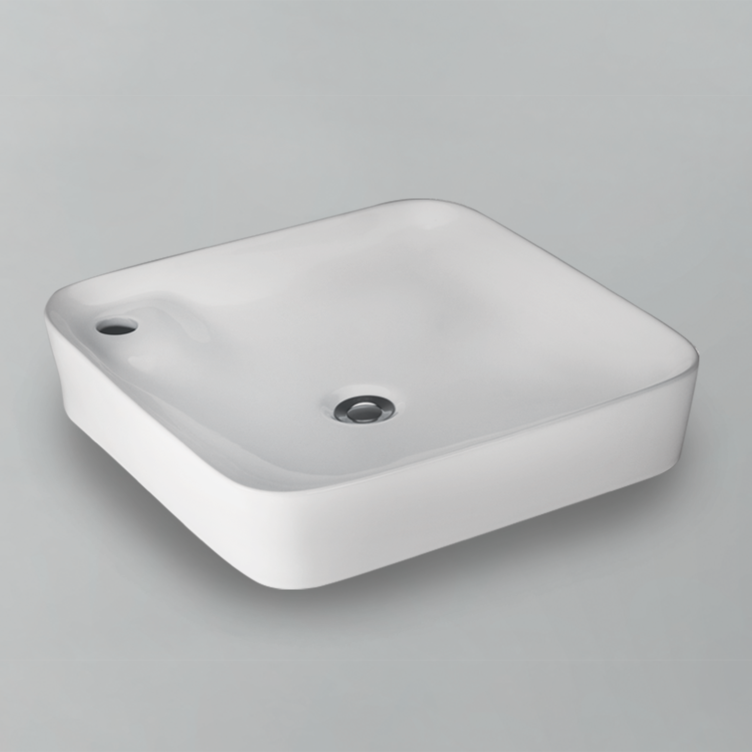 Acritec 36650 Ceramic Square Counter-Top Basin, Single-Hole, White