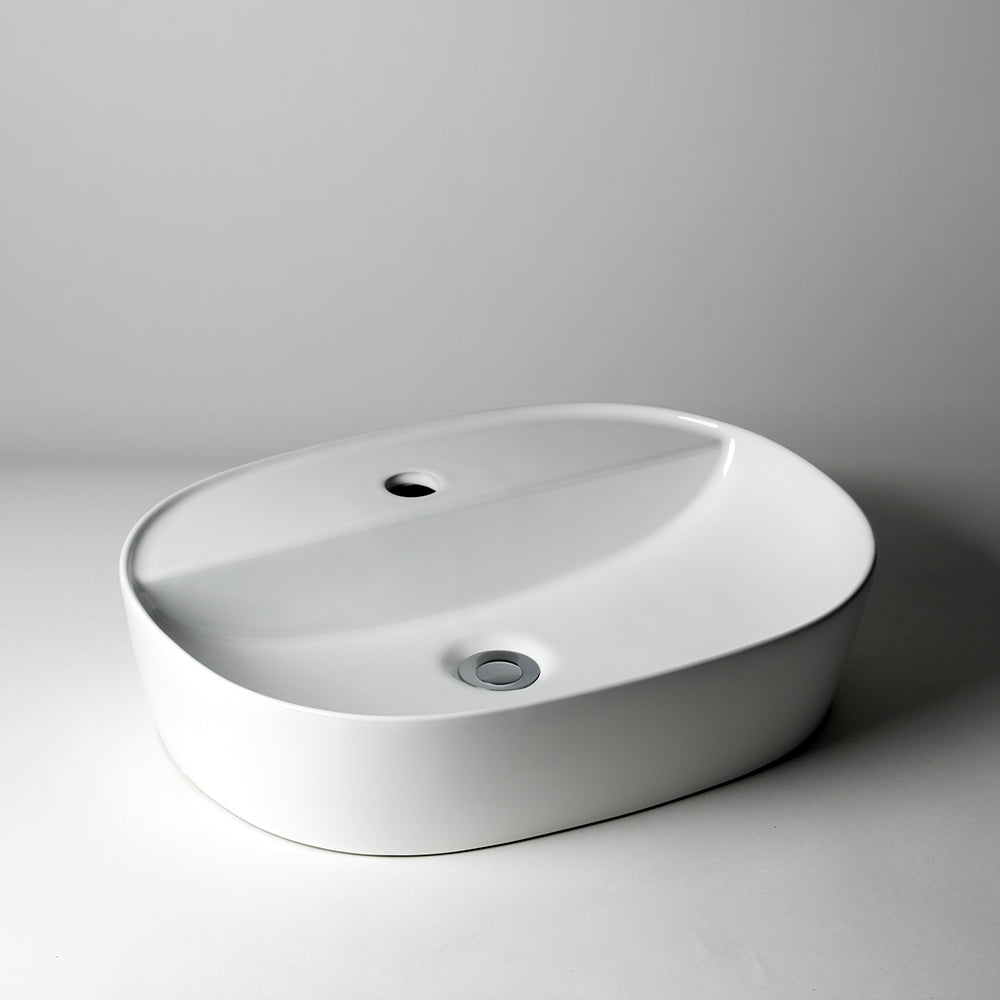 Acritec 36651 Ceramic Round Counter-Top Basin, Single-Hole, White