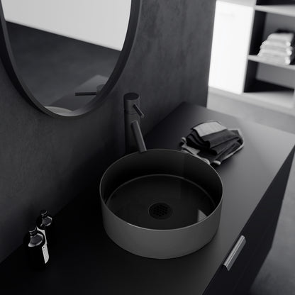 Acritec 36652 Series Ceramic Square Counter-Top Basin, Matte Dark Grey, Lifestyle View
