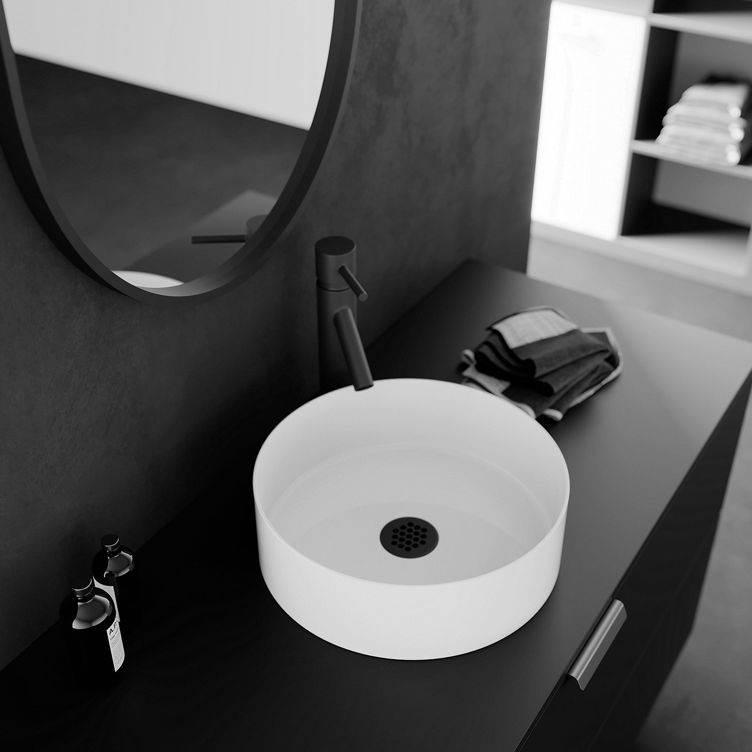 Acritec 36652 Series Ceramic Square Counter-Top Basin, White, Lifestyle View