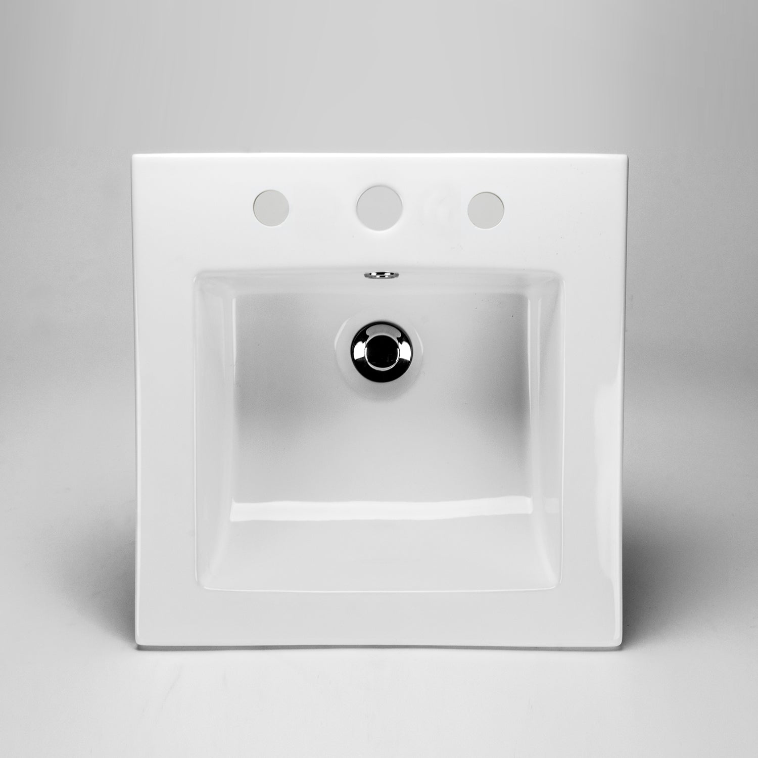 Acritec 36818 Square Drop-In Ceramic Basin, White