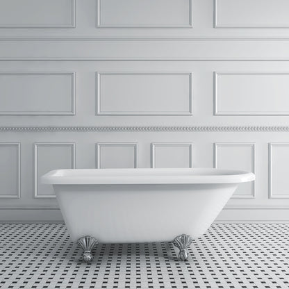 Acritec Antique 59 43101 – 59-inch Acrylic Double-Ended Roll Top Clawfoot Bathtub – White