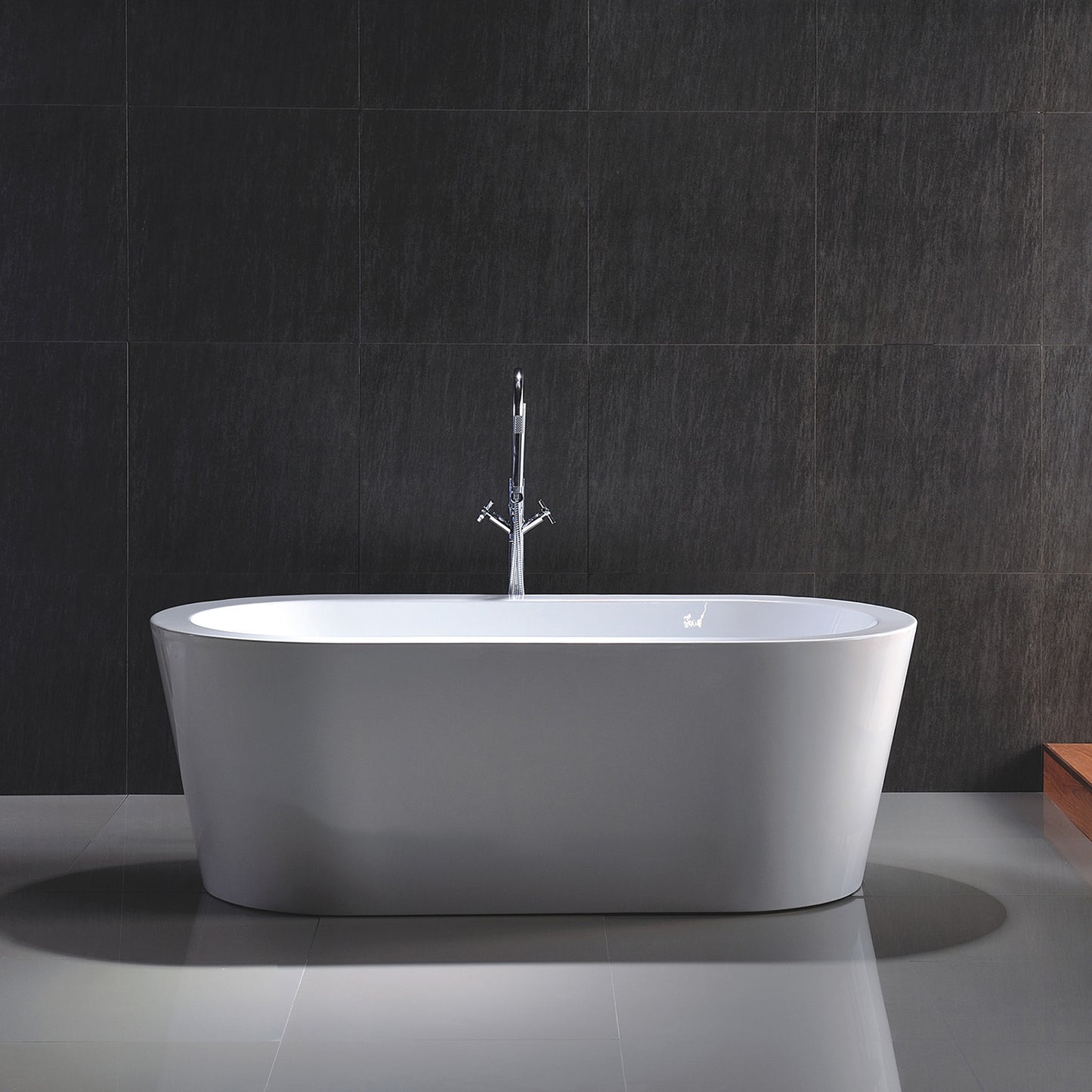 Acritec Marseille 62⅝" Freestanding Acrylic Soaker Bathtub – White