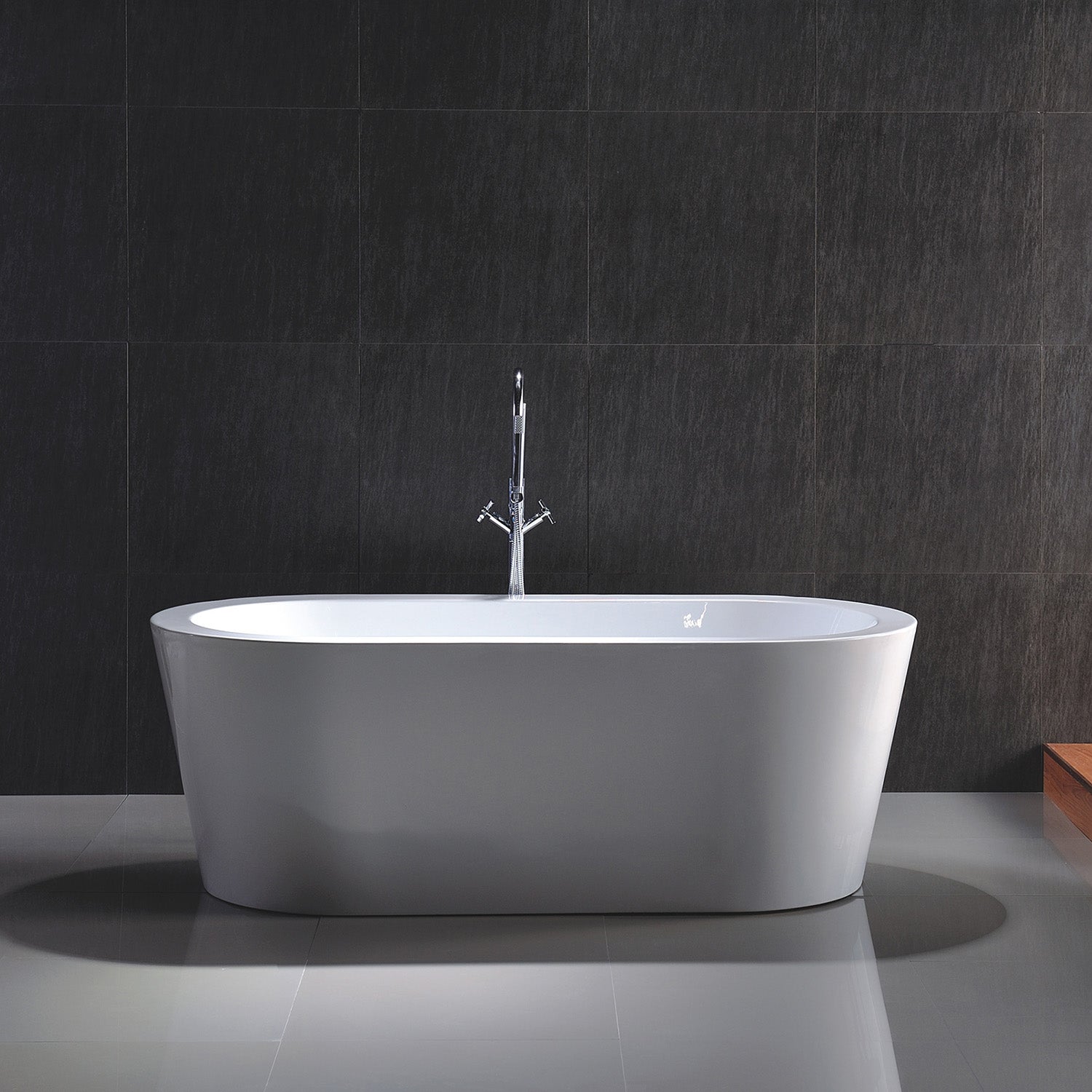 Acritec Marseille 62⅝" Freestanding Acrylic Soaker Bathtub – White