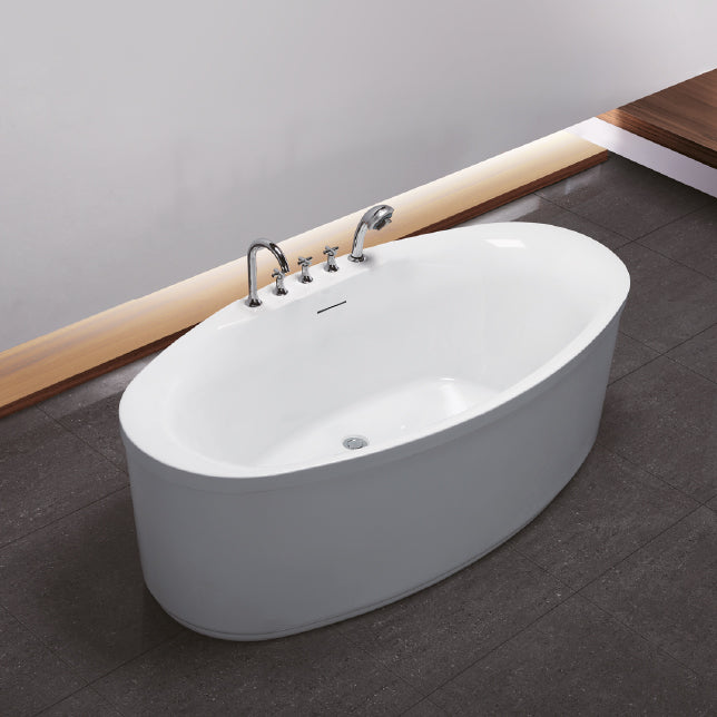 Acritec Clarice 67" Freestanding Acrylic Soaker Bathtub – Wide Oval – White