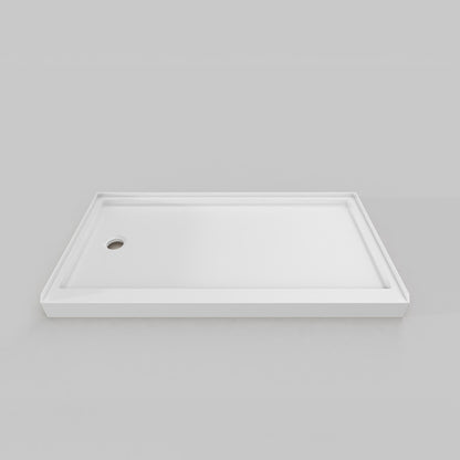 Acritec Low Profile single threshold shower base with end drain, 60" x 32"