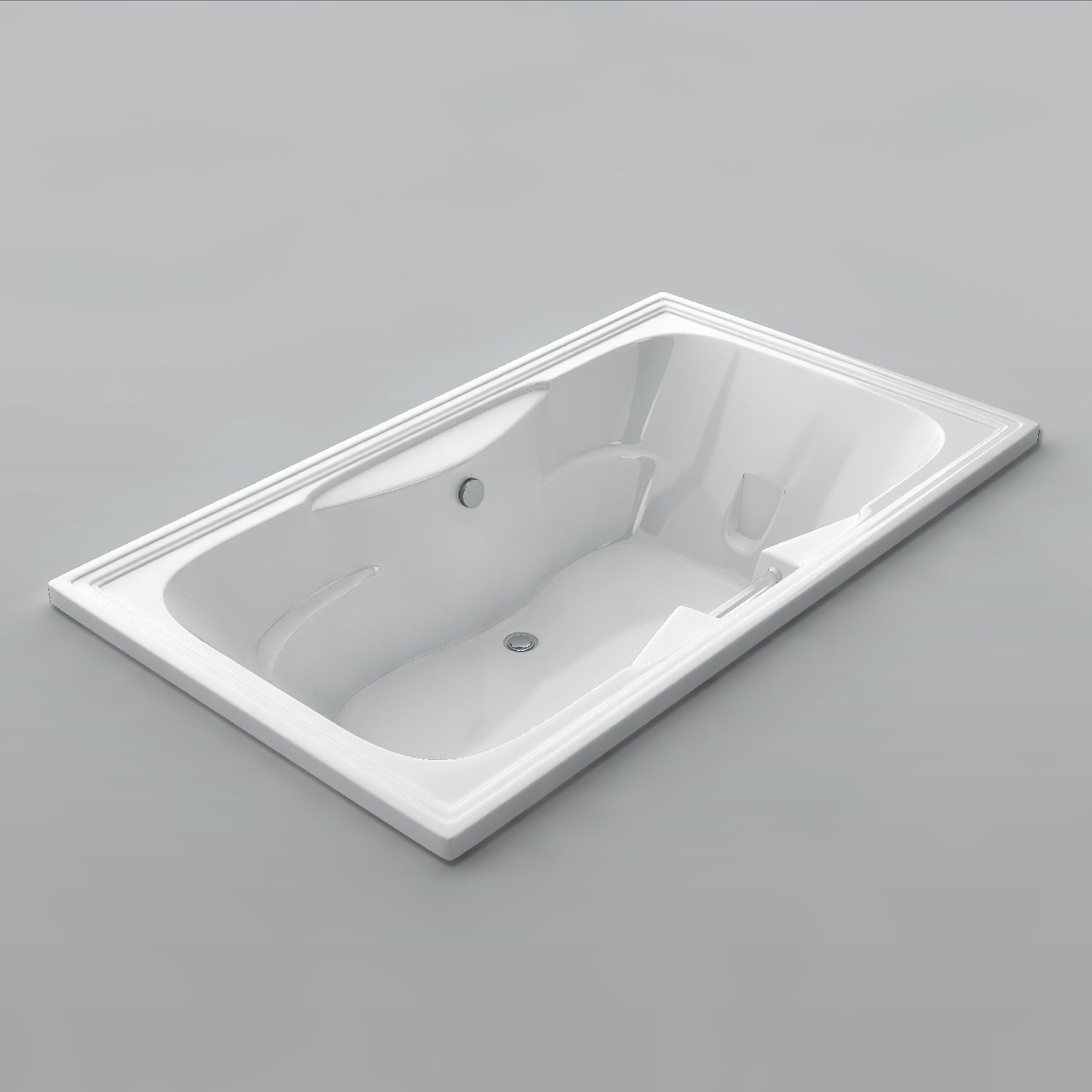 Acritec Heritage Drop-In Bathtub with Grab Bar – 72” × 42” – White