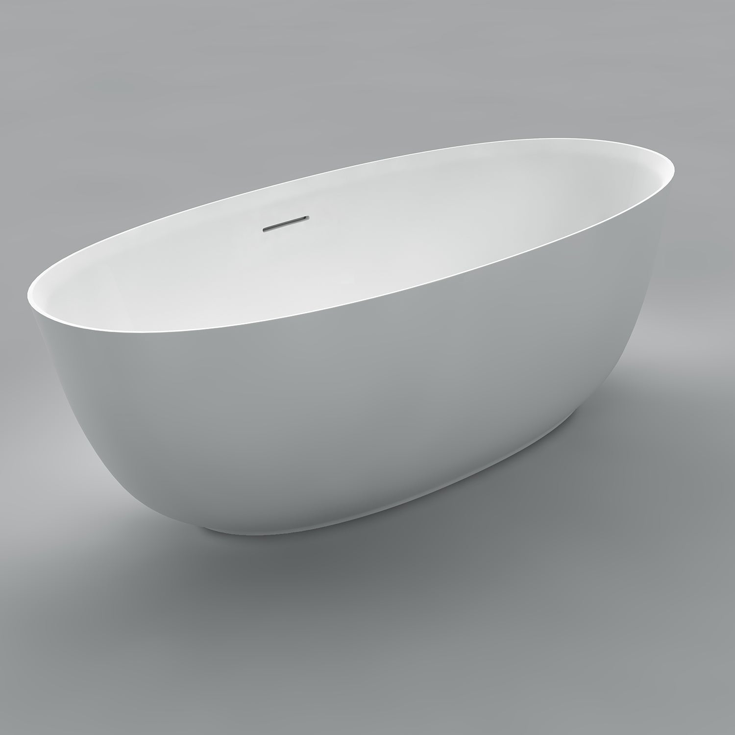 Acritec Poeta 46523 Freestanding Cast Composite Bathtub Side View White