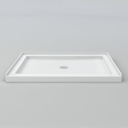 Acritec Low Profile single threshold shower base in white, available in many sizes with center or end drain