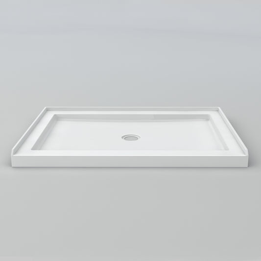 Acritec Low Profile single threshold shower base in white, available in many sizes with center or end drain