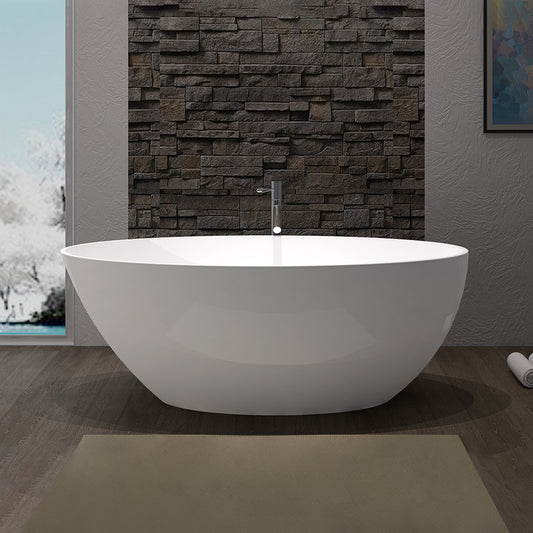 Acritec Aida 46520 Freestanding Cast Composite Soaker Bathtub 63 x 34 x 22-7/8 in White