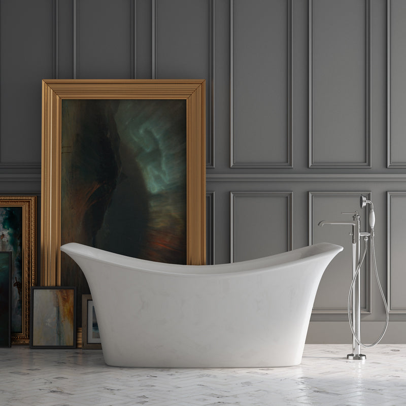 Acritec Arya 68½" Freestanding Acrylic Soaker Bathtub – White