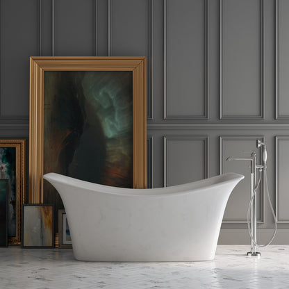 Acritec Arya 68½" Freestanding Acrylic Soaker Bathtub – White