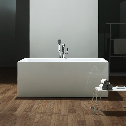 Acritec Cadence 59" Freestanding Acrylic Soaker Bathtub – White
