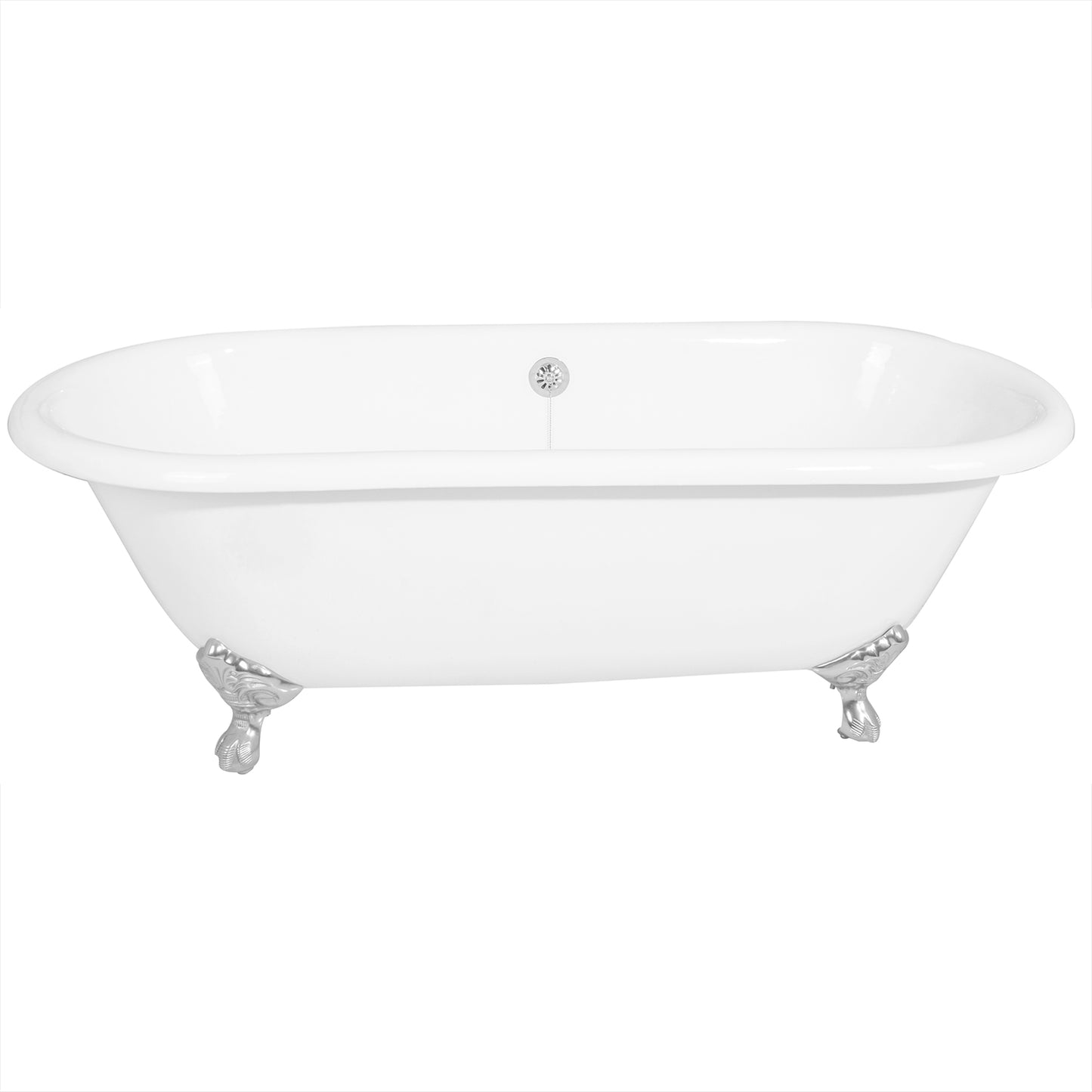 Acritec Cetus 60 48010 – 60-inch Cast Iron Double-Ended Clawfoot Bathtub – White