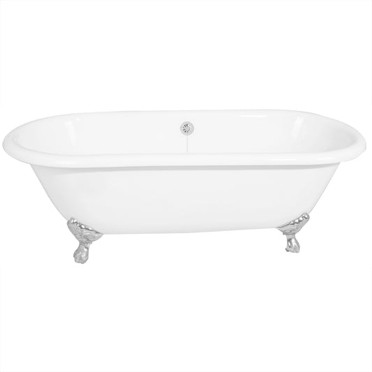 Acritec Cetus 60 48010 – 60-inch Cast Iron Double-Ended Clawfoot Bathtub – White