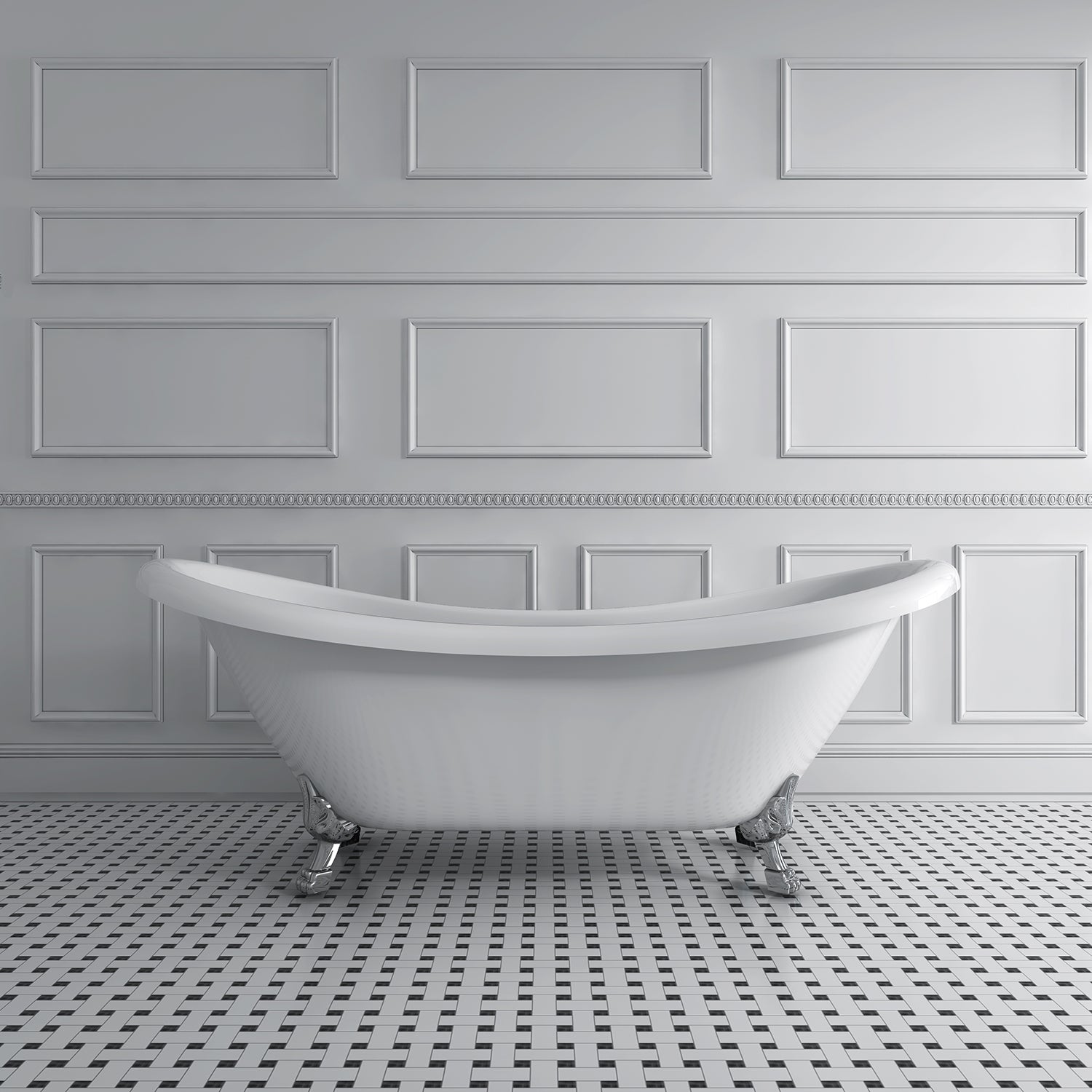 Acritec Rhapsody 43171 – Lifestyle view, acrylic double-ended clawfoot bathtub